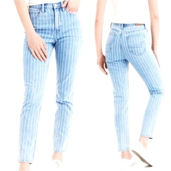 American Eagle Light wash striped Mom Jeans Size 2 Long Y2K Retro vintage rigid - Picture 10 of 10